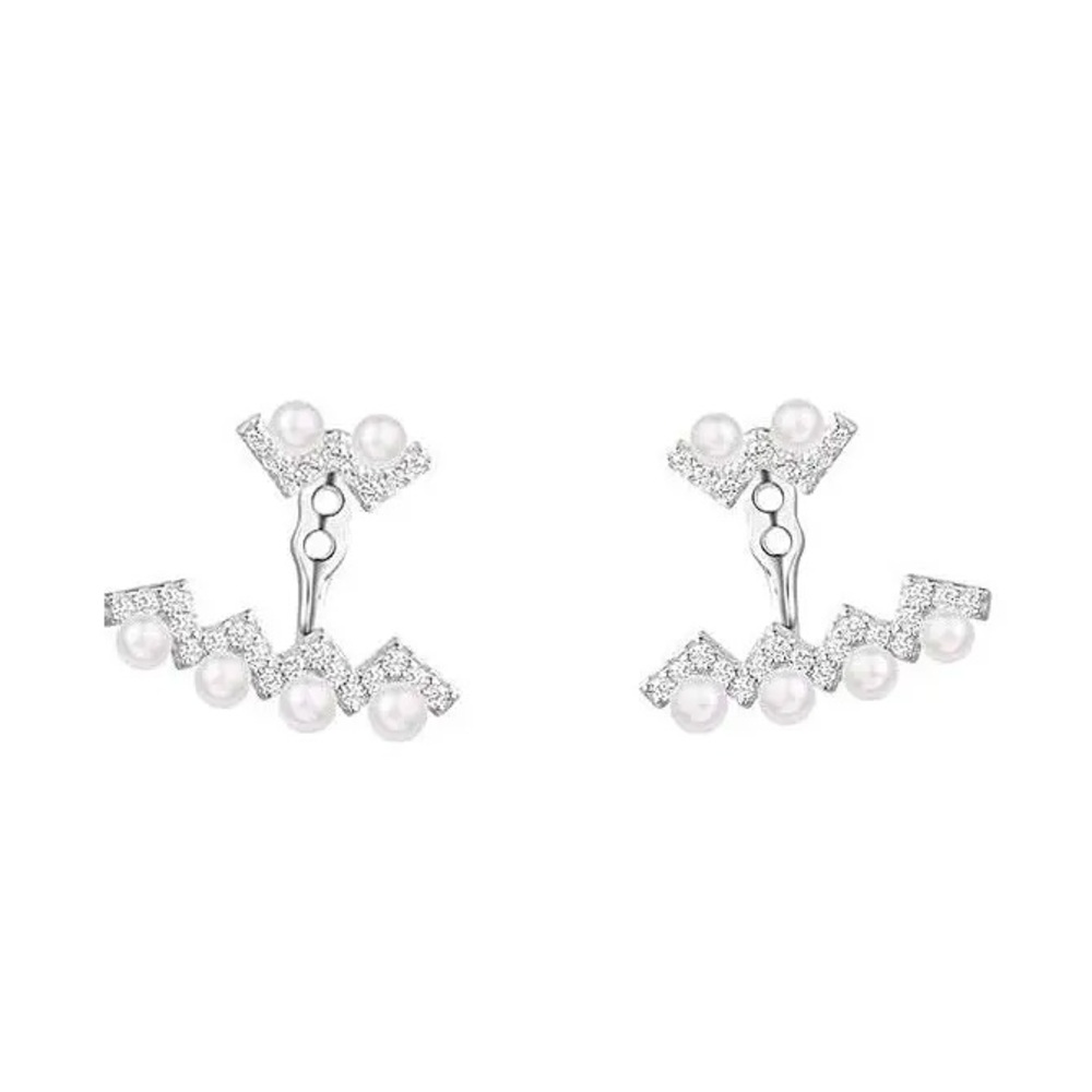 APM MONACO Chic Pearl and Silver Plated Stud Earrings
